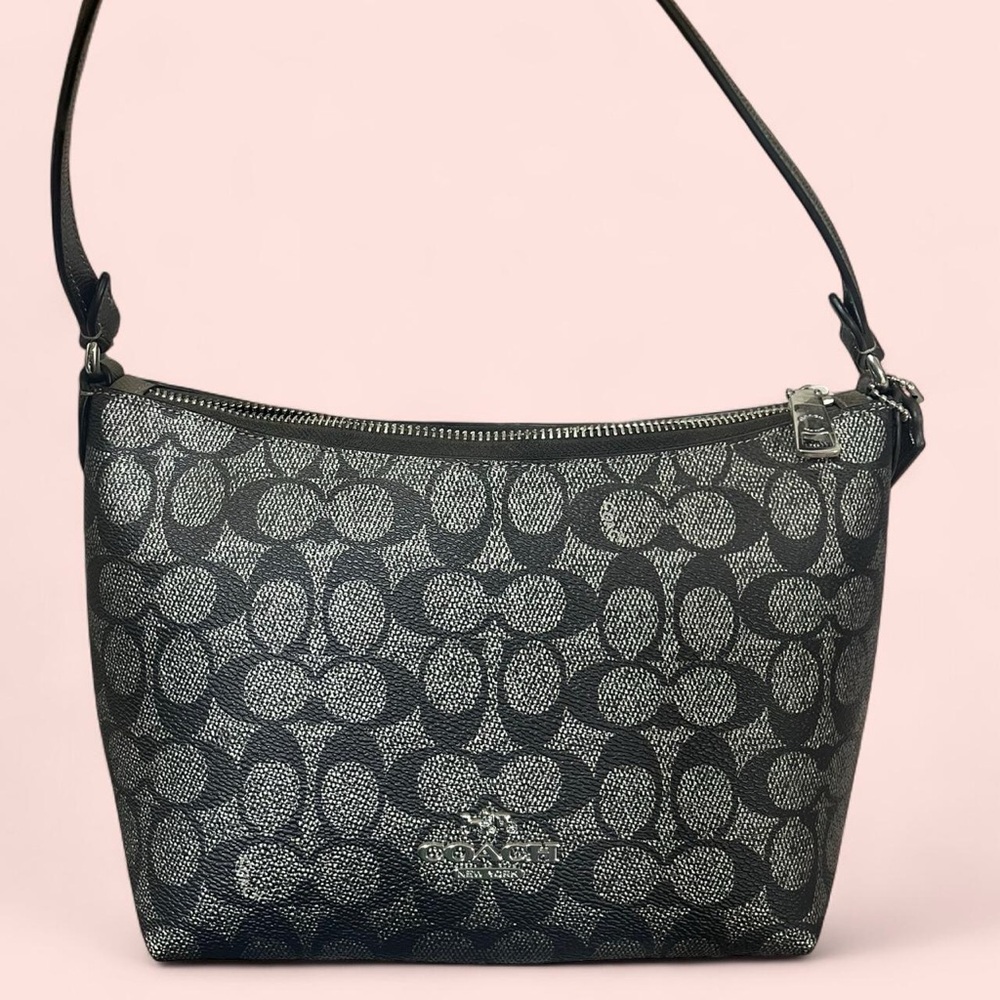 Coach Black and Gray Signature Shoulder Bag